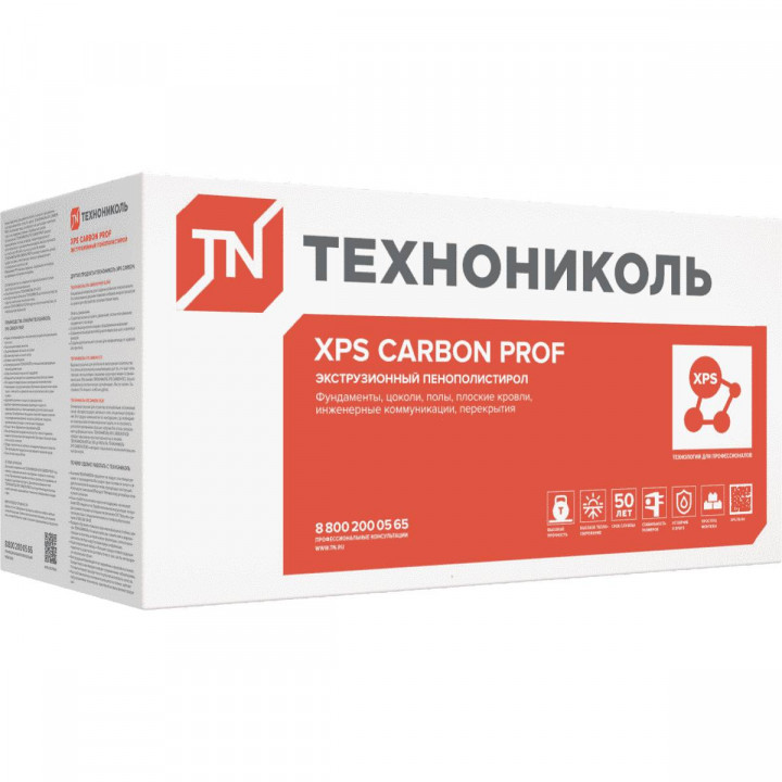 Экструдированный пенополистирол (XPS) XPS Технониколь Carbon Prof RF 1180x580x120 мм L-кромка