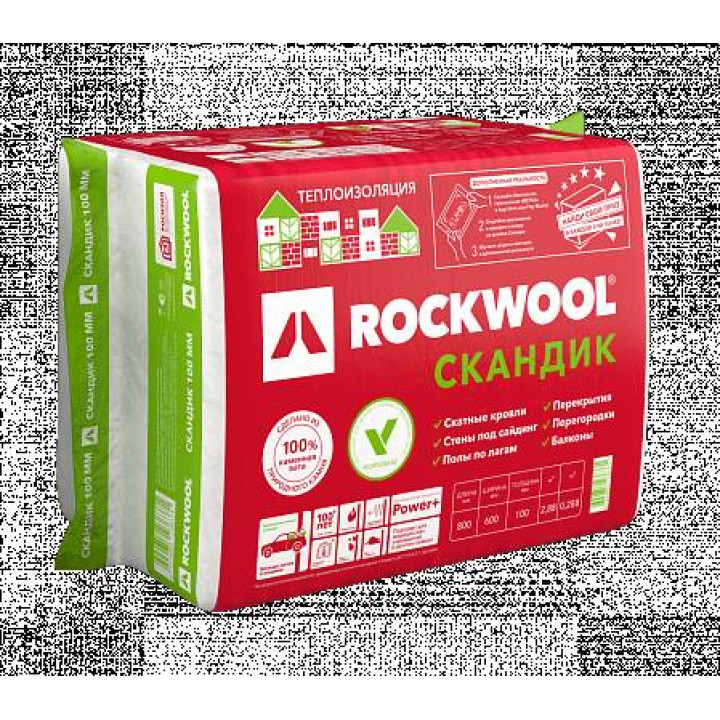 Утеплитель Rockwool Лайт Баттс Скандик 800 х 600 х 100