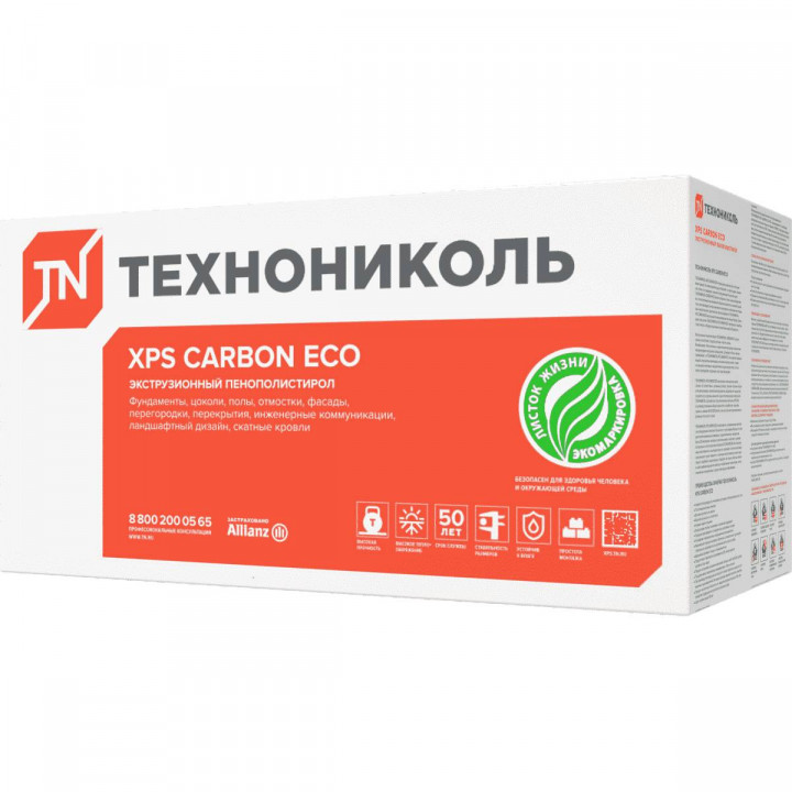 Экструдированный пенополистирол (XPS) XPS Технониколь Carbon Eco 1180x580x50 мм L-кромка