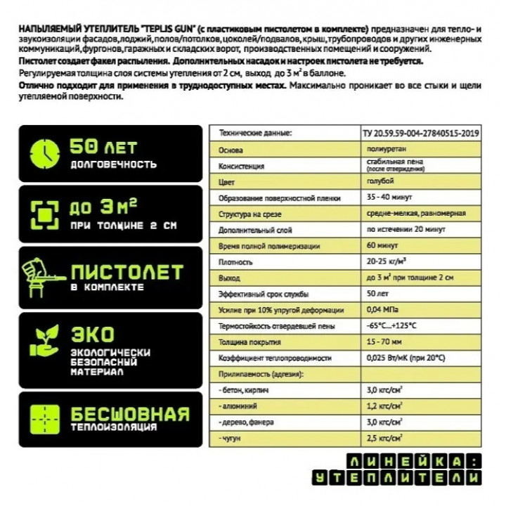 Напыляемый утеплитель с пистолетом в комплекте TEPLIS GUN