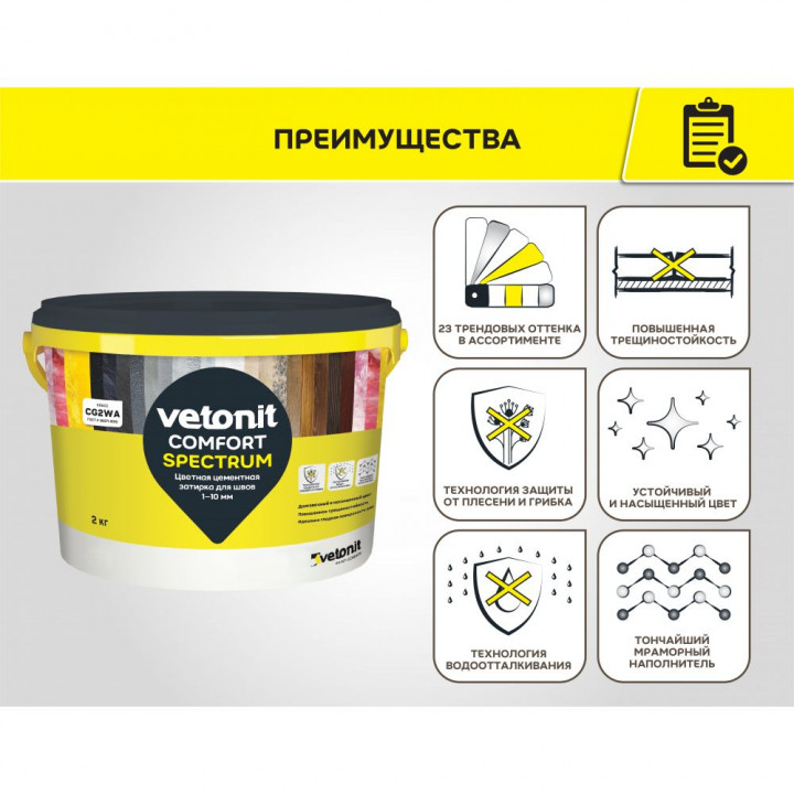Цветная затирка для швов 1-10 мм Vetonit Comfort Spectrum 01 Белый 