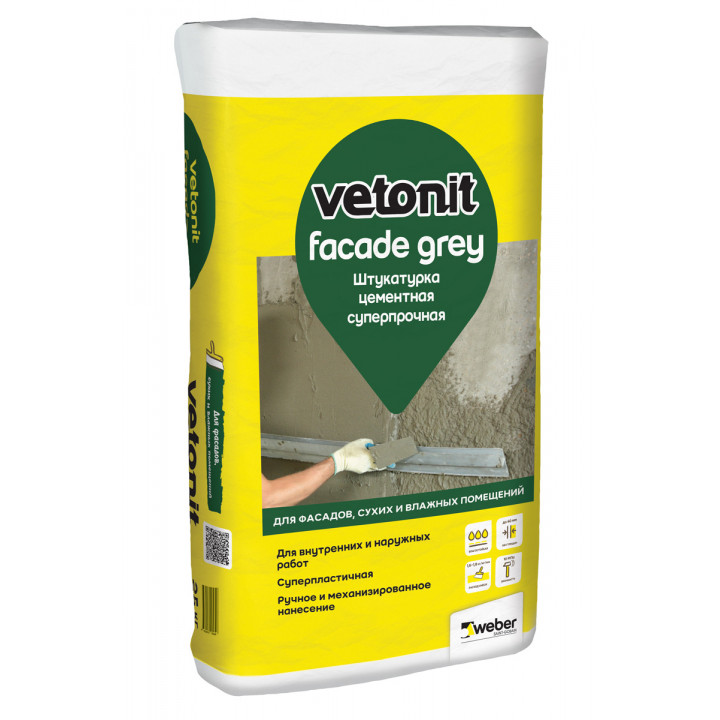 Штукатурка цементная суперпрочная Weber.Vetonit Facade Grey