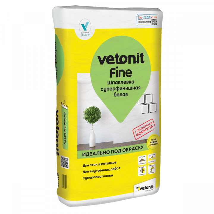 Шпаклевка суперфинишная белая Vetonit Fine