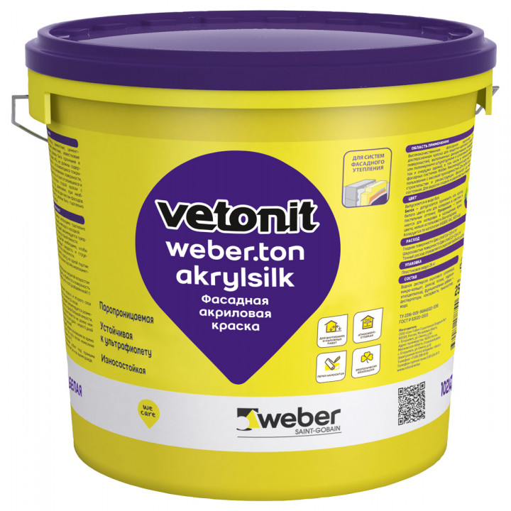 Акриловая фасадная краска Weber.Ton Akrylsilk