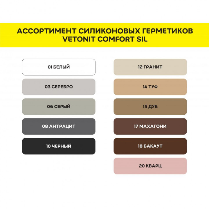 Цветной силиконовый герметик Vetonit Comfort Sil 12 Гранит